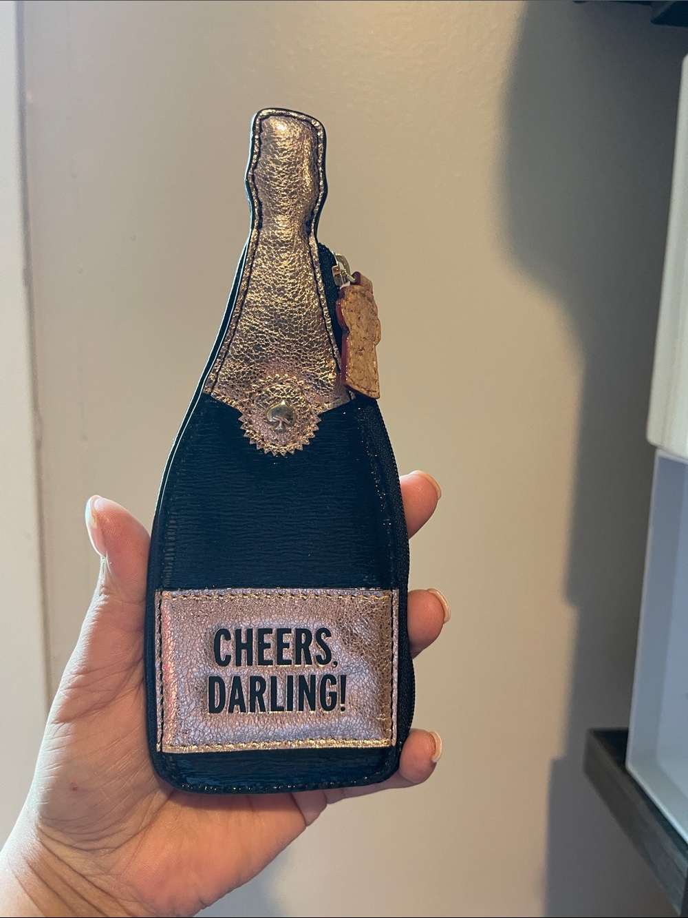 Kate Spade Cheers Darling! Champagne Bottle coin purse